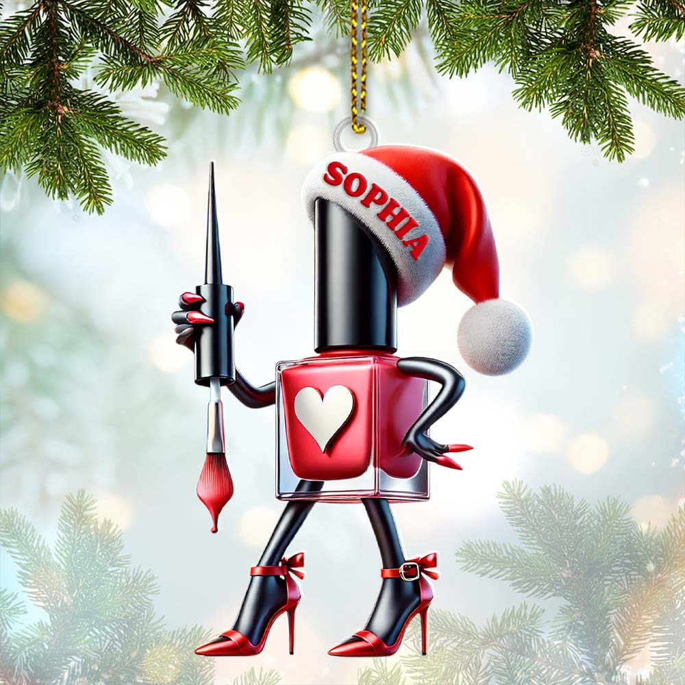 Custom Name Nail Salon Ornament, Nail Salon Christmas Decoration