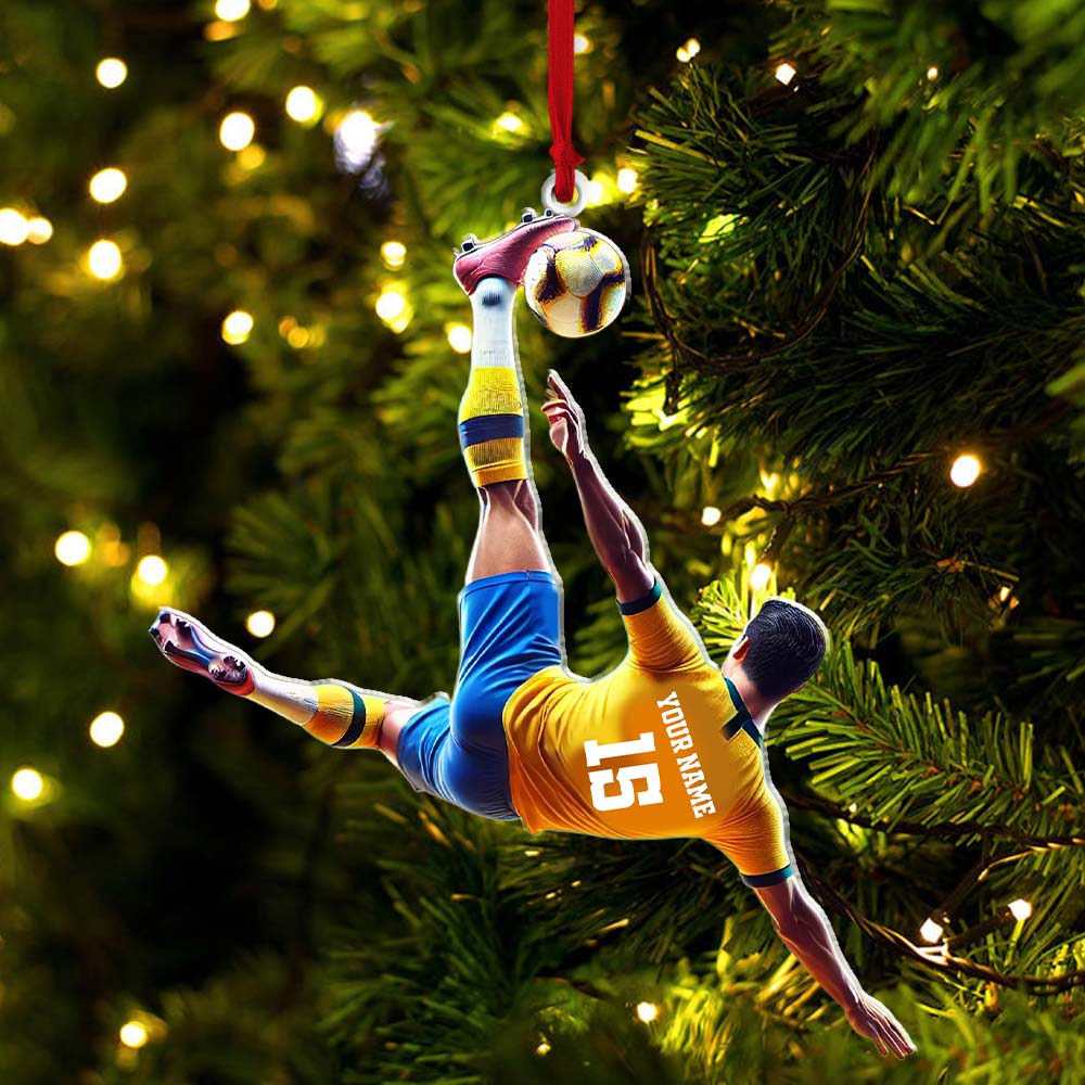 Custom Name and Number Soccer Ornament, Soccer Christmas Gift