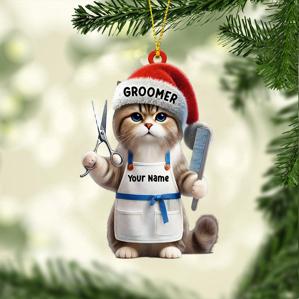 Groomer Cat Home Decor Christmas Ornament, Personalized Ornament
