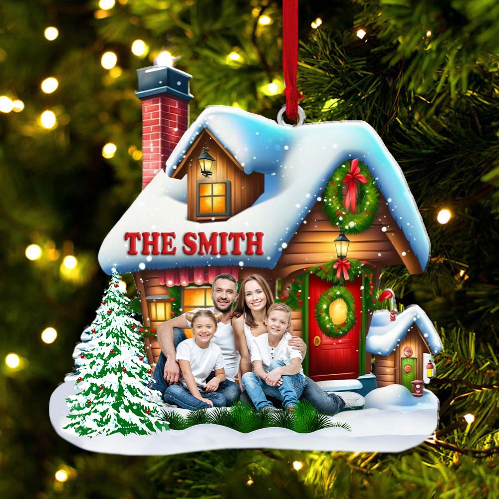 Custom Name and Photo Family Ornament, Family Christmas Decoration