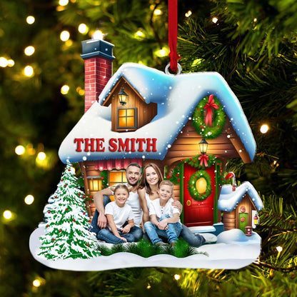 Custom Name and Photo Family Ornament, Family Christmas Decoration