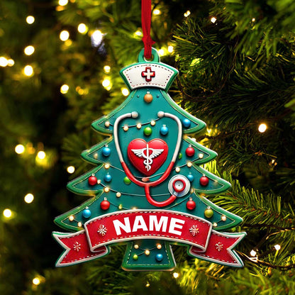 Custom Name Nurse Ornament, Christmas Gift for Nurses