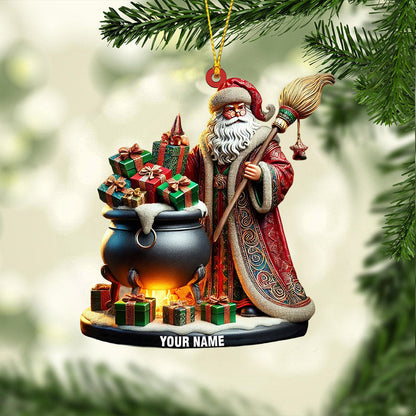 Santa Witch Home Decor Christmas Ornament, Personalized Ornament