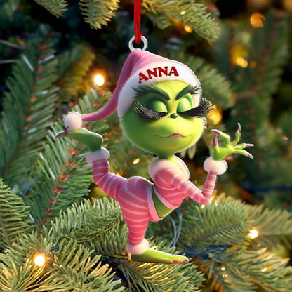 Custom Name Grinch Ornament, Christmas Gift Decoration