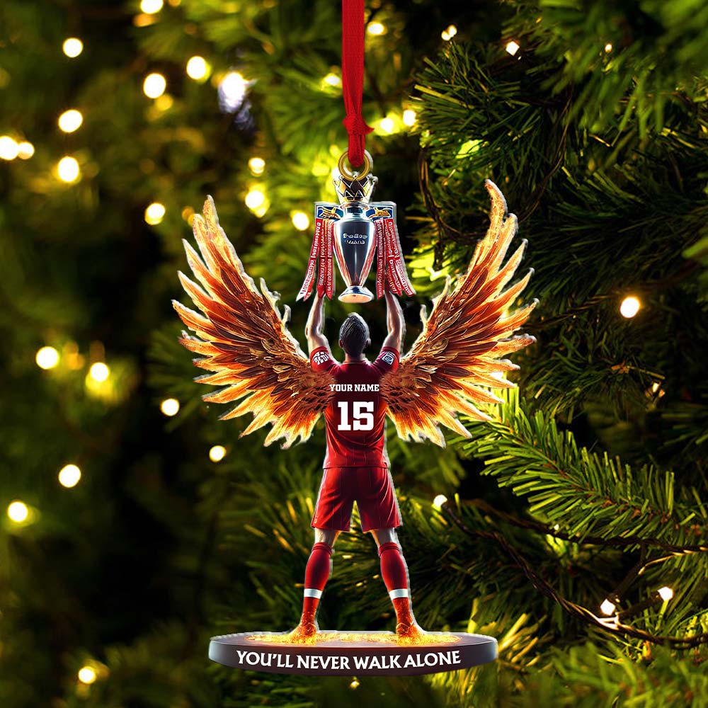 Custom Name and Number Football Champion Memorial Ornament, Christmas Gift