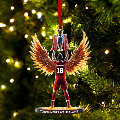 Custom Name and Number Football Champion Memorial Ornament, Christmas Gift