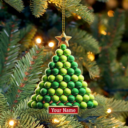 Tennis Ball Tree Christmas Ornament, Personalized Ornament
