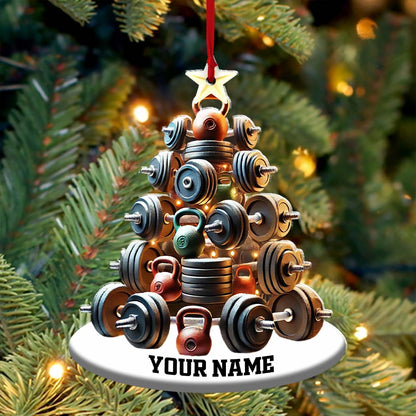 Custom Name Gym Work Out Ornament, Gymnastics Christmas Gift