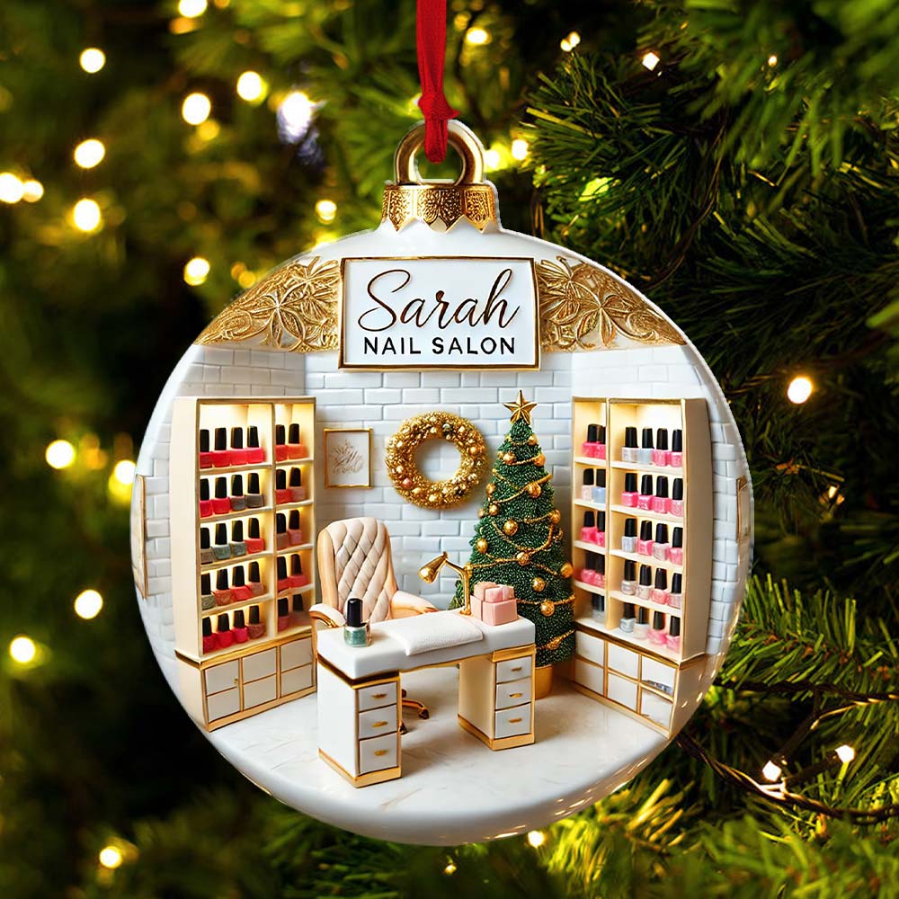 Custom Name Nail Salon Ornament, Nail Salon Christmas Decoration