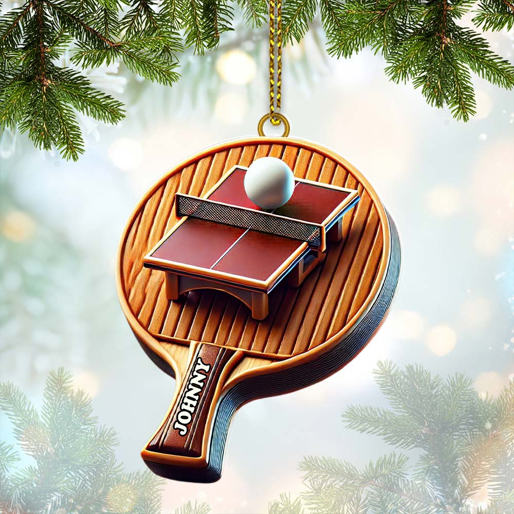 Custom Name Ping Pong Ornament, Christmas Gift for Ping Pong Lover