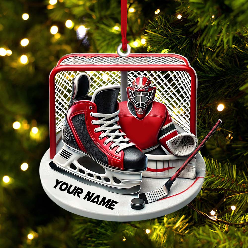 Custom Name Ice Hockey Ornament, Christmas Gift Decoration