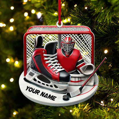 Custom Name Ice Hockey Ornament, Christmas Gift Decoration