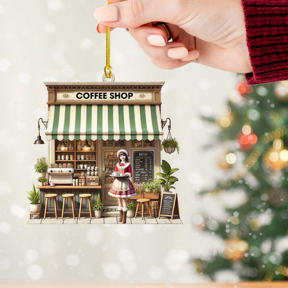 Christmas Coffee Shop Home Decor Christmas Ornament, Personalized Ornament