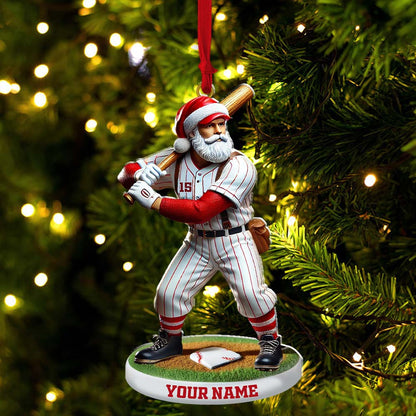 Custom Name and Number Baseball Ornament, Baseball Christmas Gift