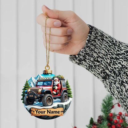 Custom Name Santa Ride Ornament, Santa Christmas Gift