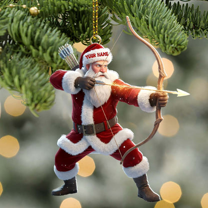 Archery Santa, Home Decor, Christmas Ornament, Personalized Ornament
