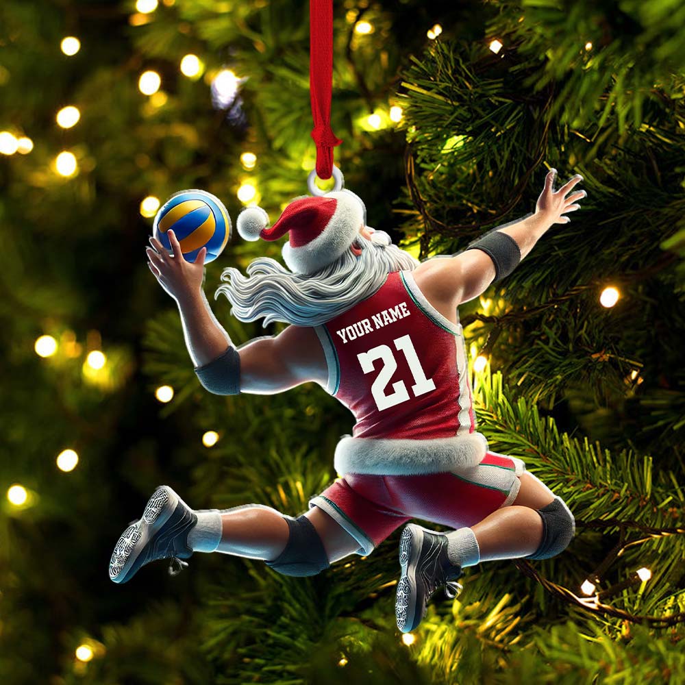 Custom Name and Number Volleyball Ornament, Christmas Gift for Volleyball Lover