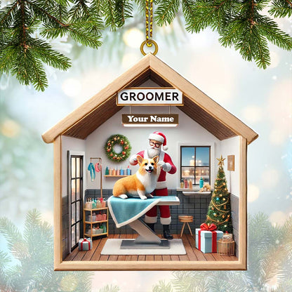 Custom Name Groomer Ornament, Christmas Decoration for Pet Shop