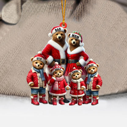 Bear Family Home Decor Christmas Ornament, Personalized Ornament