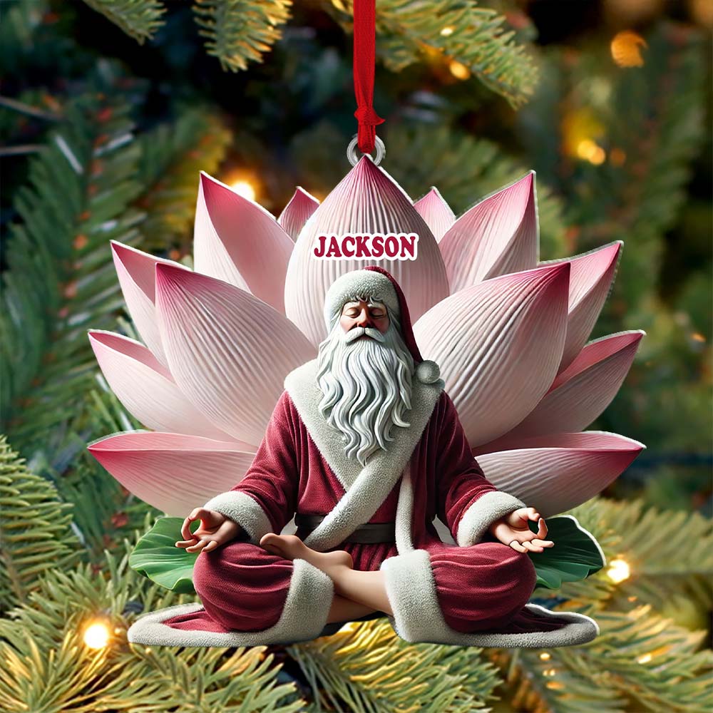 Custom Name Yoga Santa Ornament, Yogi Christmas Gift