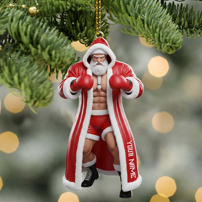 Boxing Santa, Home Decor, Christmas Ornament, Personalized Ornament