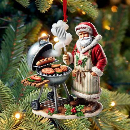 Custom Name Santa Grill Ornament, Christmas Gift