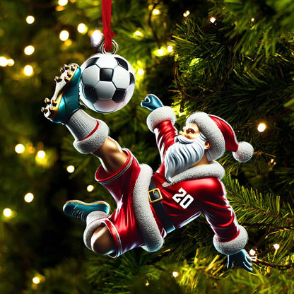 Custom Number Soccer Santa Ornament, Soccer Christmas Gift
