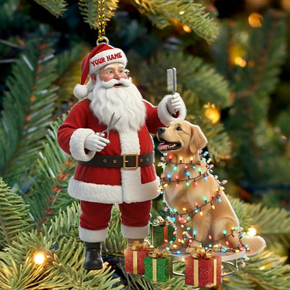 Santa Pet Grooming Home Decor, Christmas Ornament, Personalized Ornament