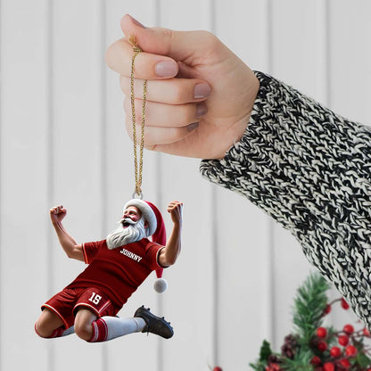 Custom Name and Number Soccer Santa Ornament, Soccer Christmas Gift