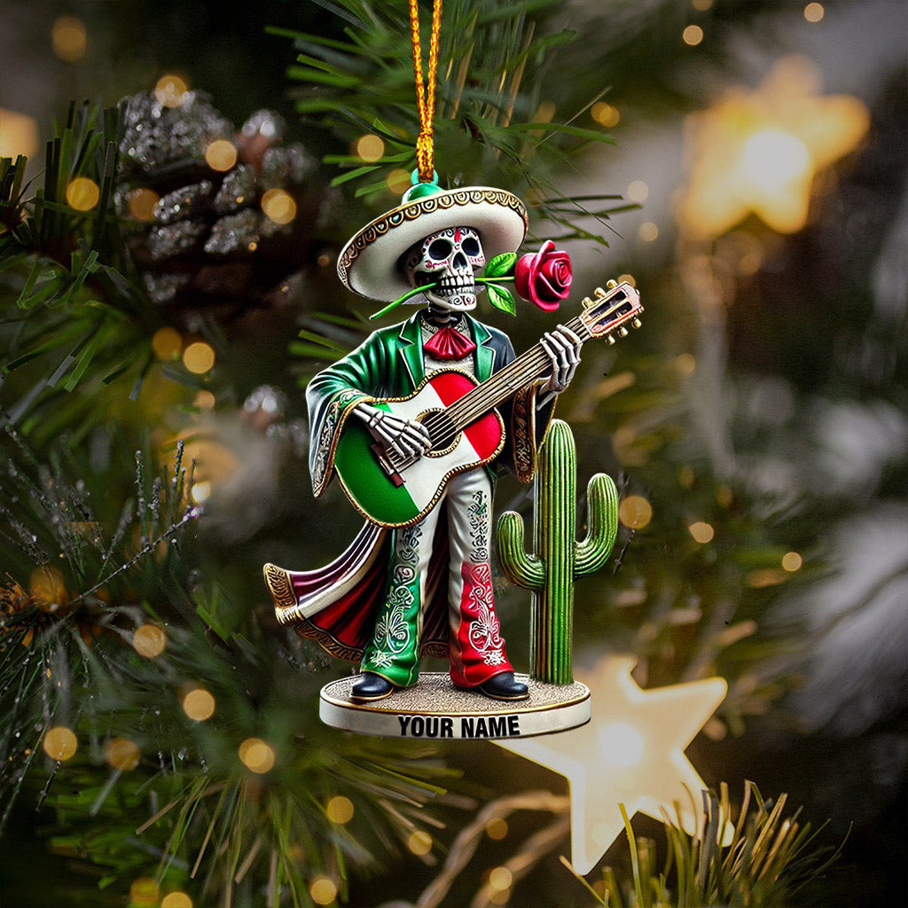 Skull Musican Home Decor Christmas Ornament, Personalized Ornament