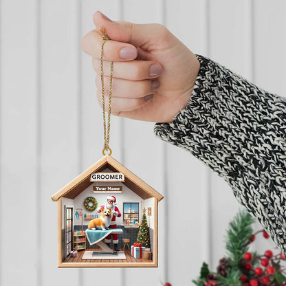 Custom Name Groomer Ornament, Christmas Decoration for Pet Shop