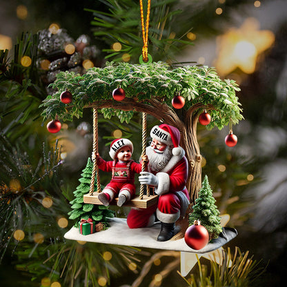 Kid And Santa Decor Christmas Ornament, Personalized Ornament