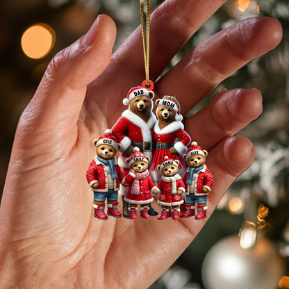 Bear Family Home Decor Christmas Ornament, Personalized Ornament