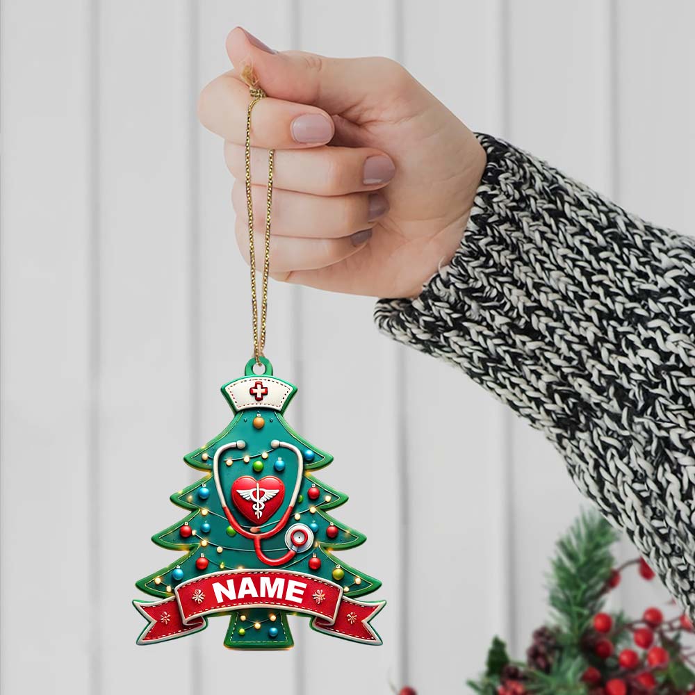 Custom Name Nurse Ornament, Christmas Gift for Nurses