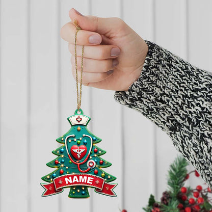 Custom Name Nurse Ornament, Christmas Gift for Nurses