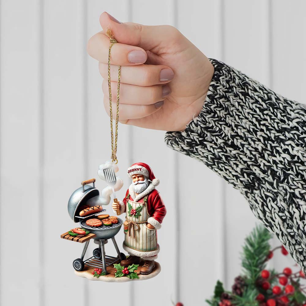 Custom Name Santa Grill Ornament, Christmas Gift