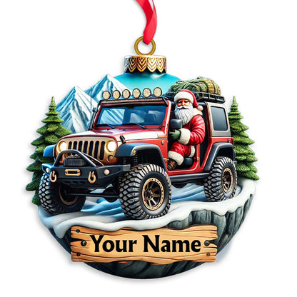 Custom Name Santa Ride Ornament, Santa Christmas Gift