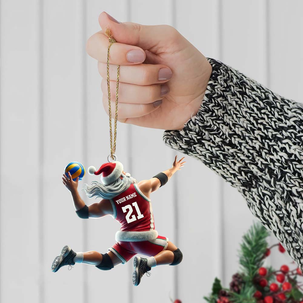Custom Name and Number Volleyball Ornament, Christmas Gift for Volleyball Lover