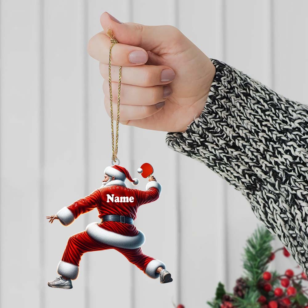 Custom Name Ping Pong Santa Ornament, Ping Pong Christmas Gift