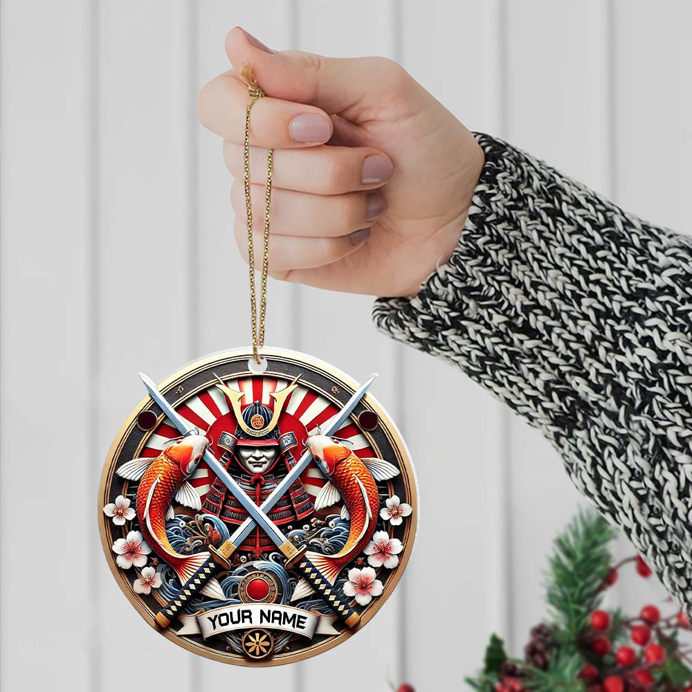 Custom Name Japan Samurai Ornament, Christmas Gift for Samurai Lover