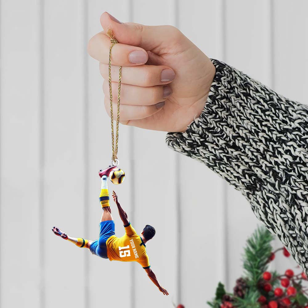 Custom Name and Number Soccer Ornament, Soccer Christmas Gift