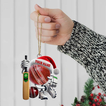 Custom Name Cricket Ball Ornament, Cricket Ball Lover Christmas Gift