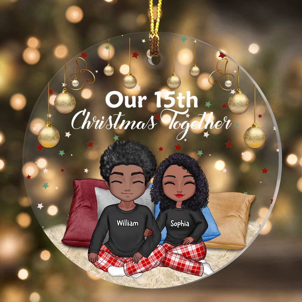 Our Christmas Together - Custom Appearances And Names, Personalized Acrylic Ornament - Gift For Christmas, Family Gift