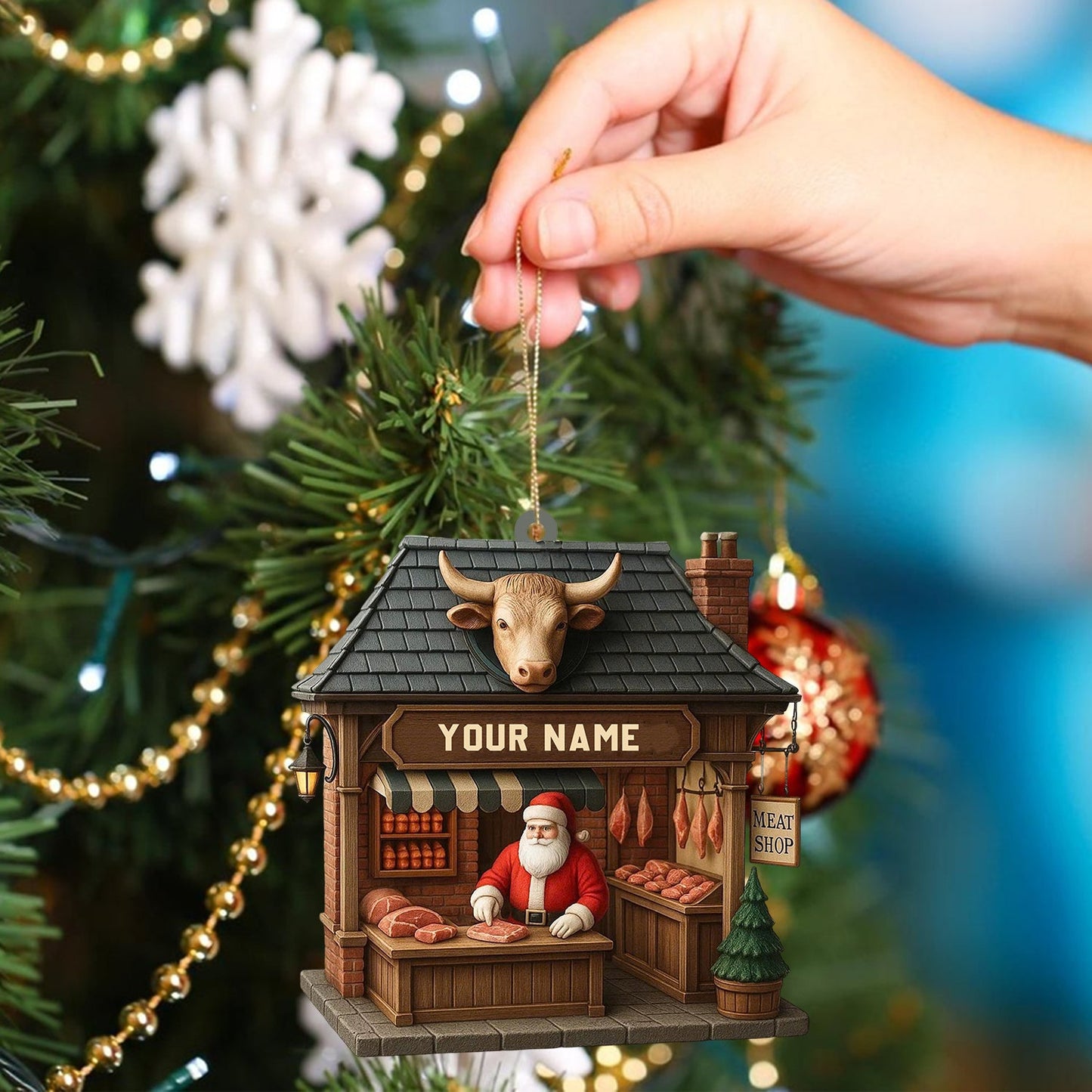 Christmas Beef, Home Decor, Christmas Ornament, Personalized Ornament