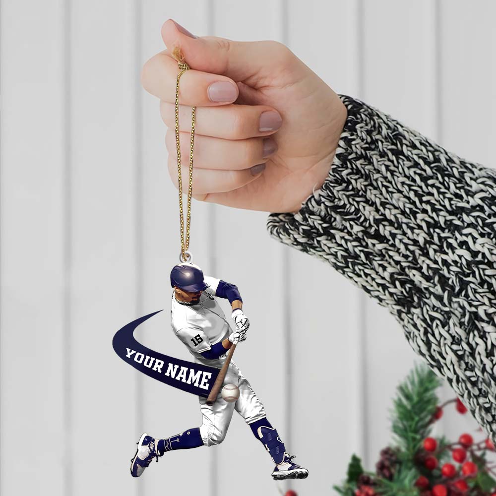 Custom Name Baseball Ornament, Christmas Gift for Baseball Lover