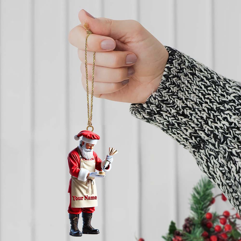 Custom Name Bakery Santa Ornament, Christmas Gift