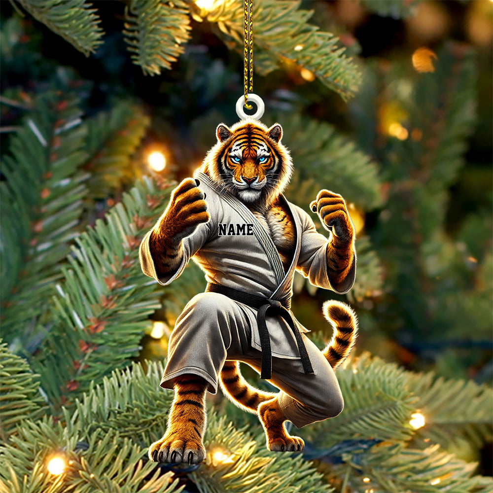 Tiger Karate Ornament, Personalized Ornament