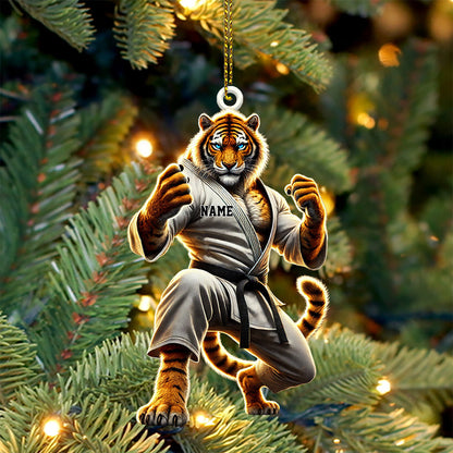 Tiger Karate Ornament, Personalized Ornament