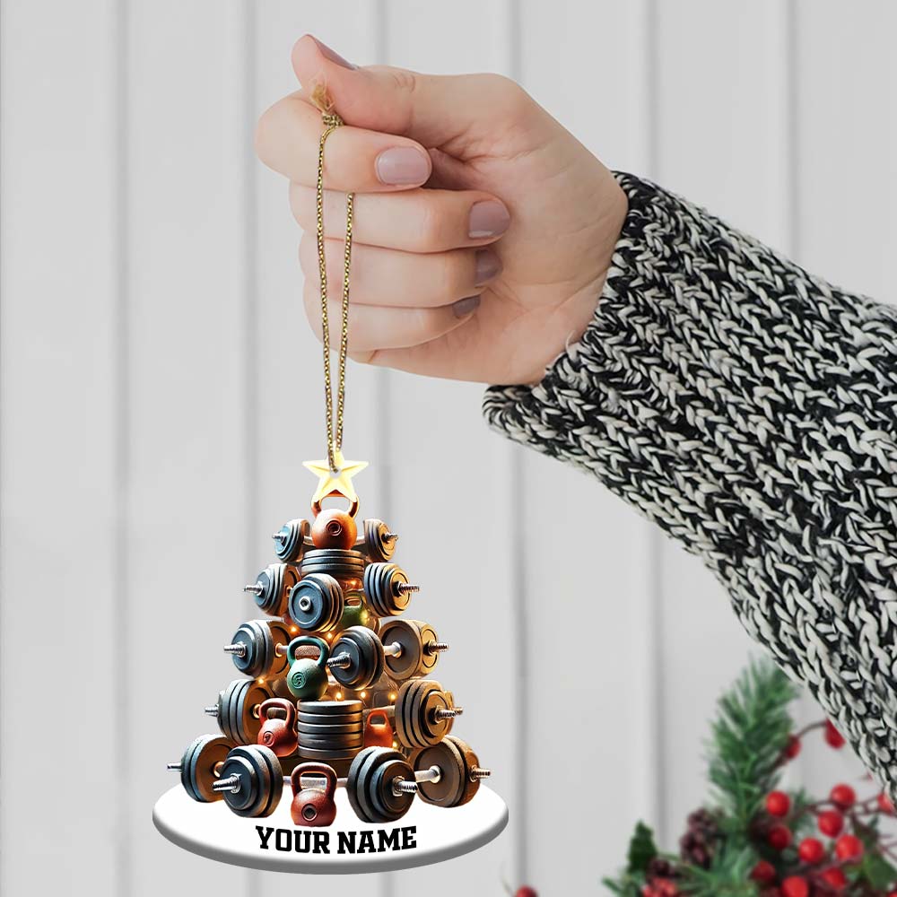 Custom Name Gym Work Out Ornament, Gymnastics Christmas Gift