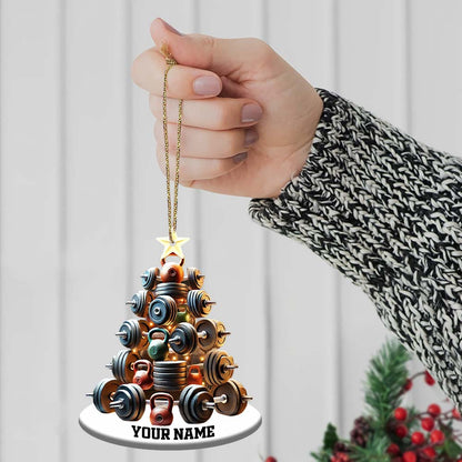 Custom Name Gym Work Out Ornament, Gymnastics Christmas Gift